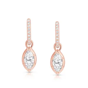 0.50ct Marquise Rosette Pave Hoop Earrings