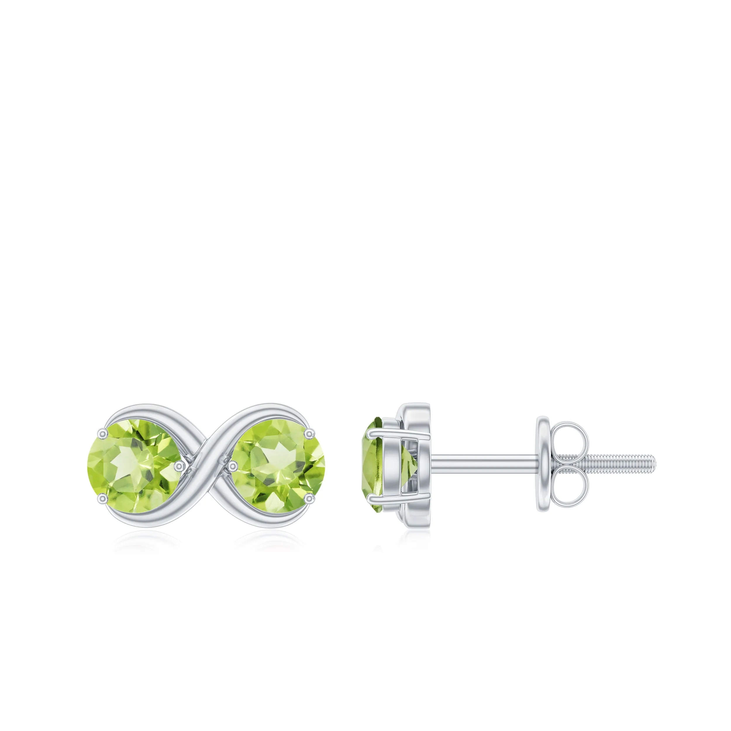 1 CT Simple Peridot Two Stone Infinity Stud Earrings