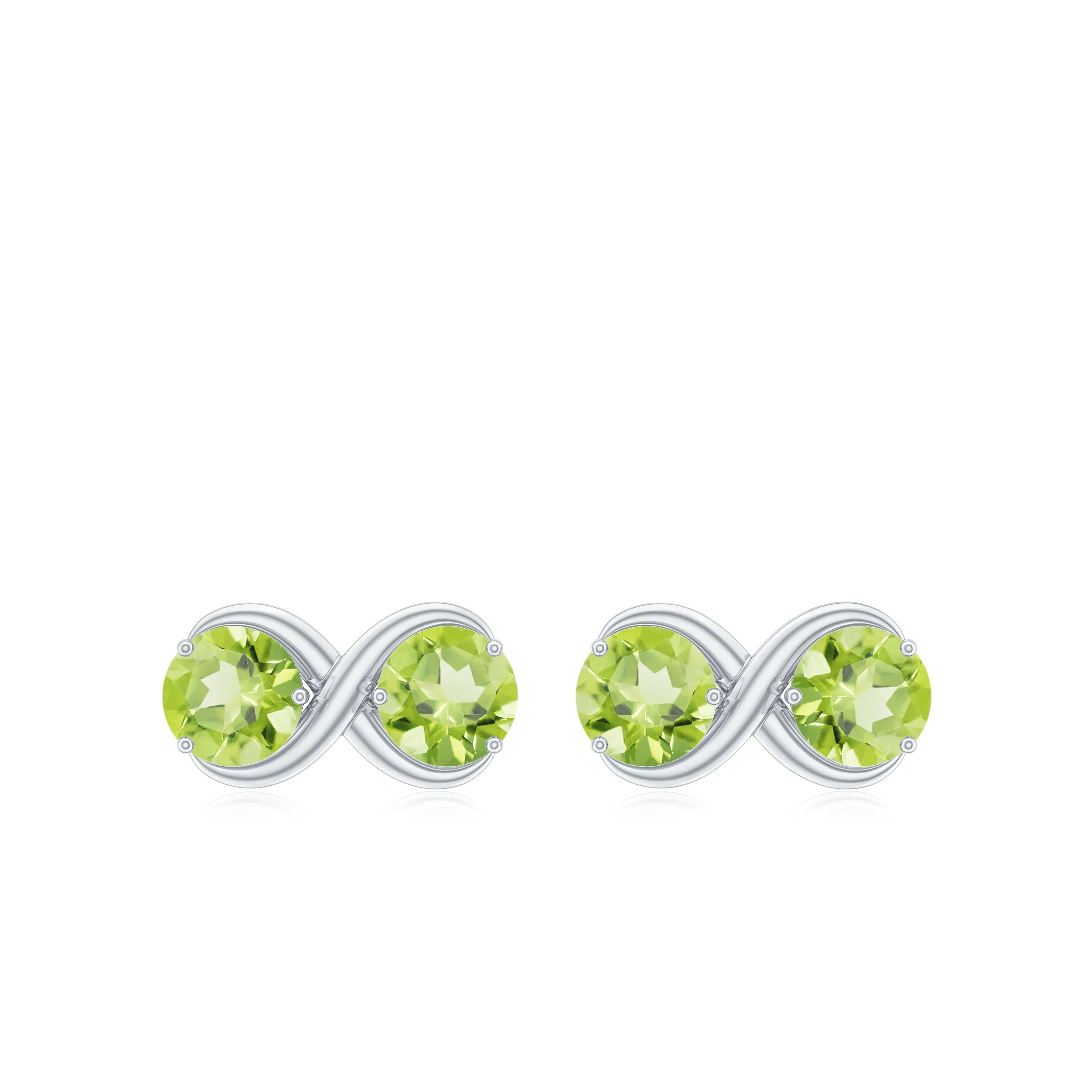 1 CT Simple Peridot Two Stone Infinity Stud Earrings