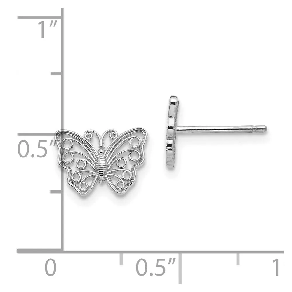 10K White Gold Butterfly Post Earrings