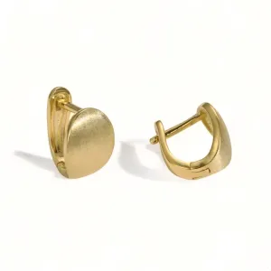 11mm Modern Brushed Stain Huggies Hoop Earrings - Gold