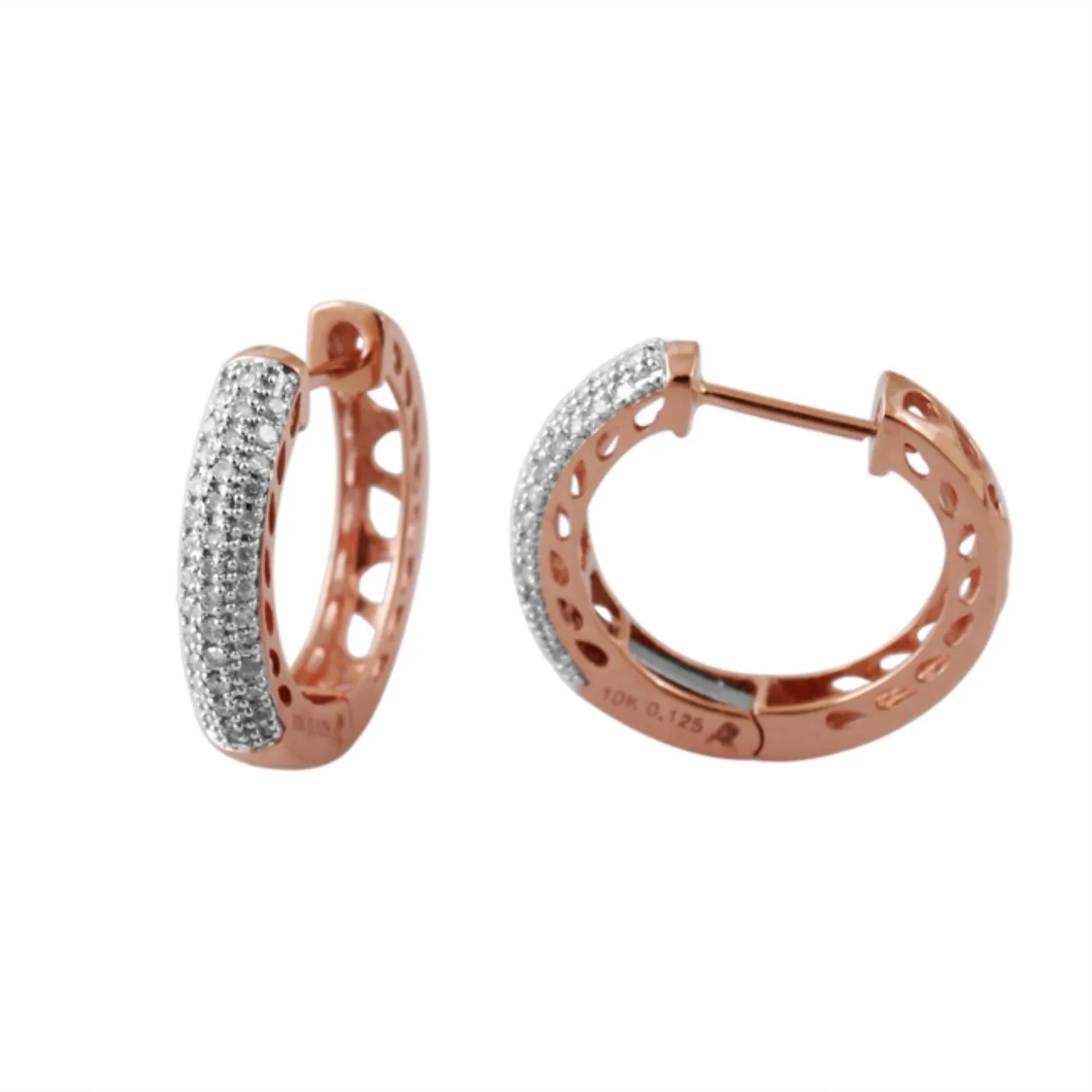 1/4 CTW Diamond Hoop Earrings in 10KT Rose Gold