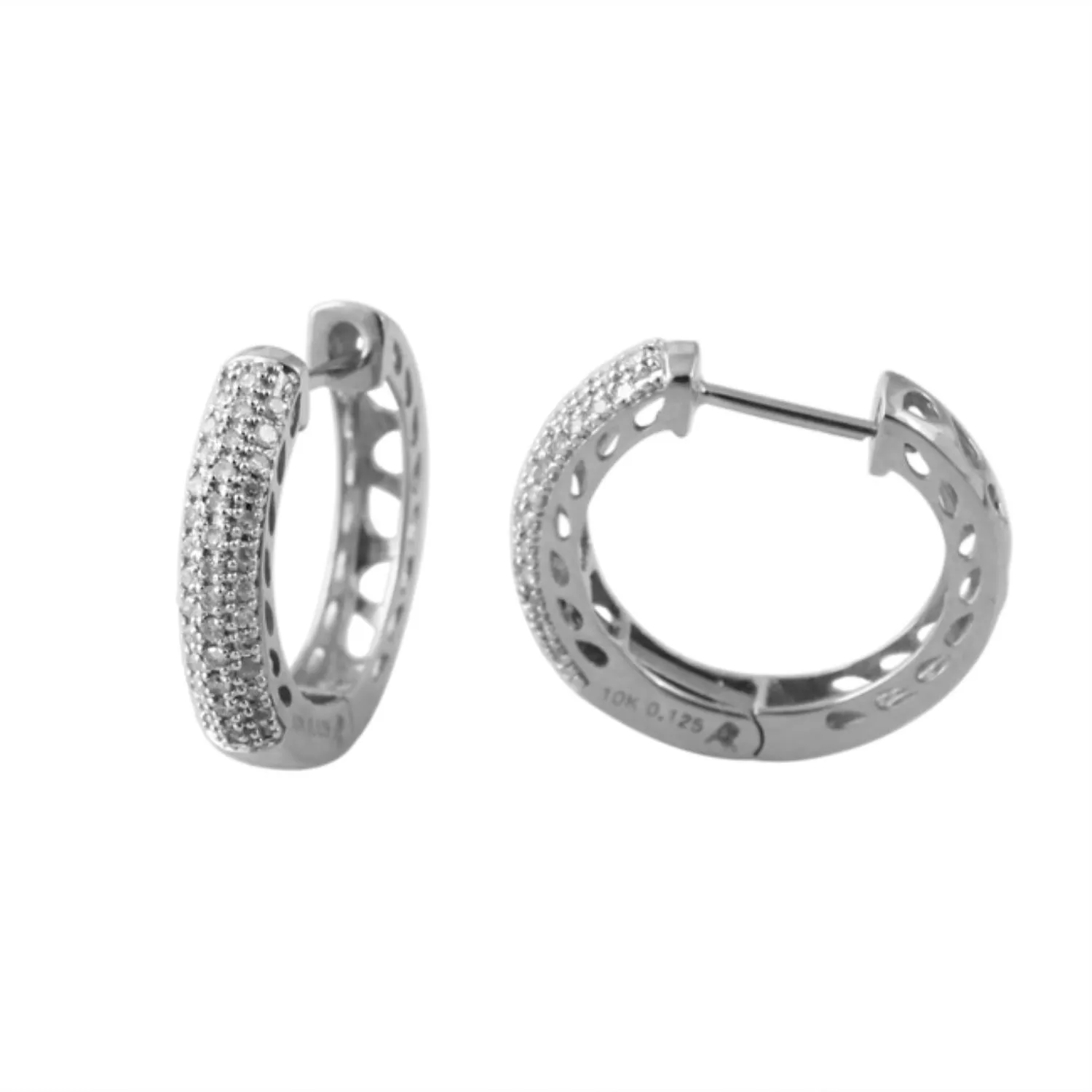 1/4 CTW Diamond Hoop Earrings in 10KT White Gold