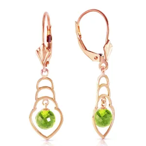 14K Solid Rose Gold Natural Peridot Fine Earrings