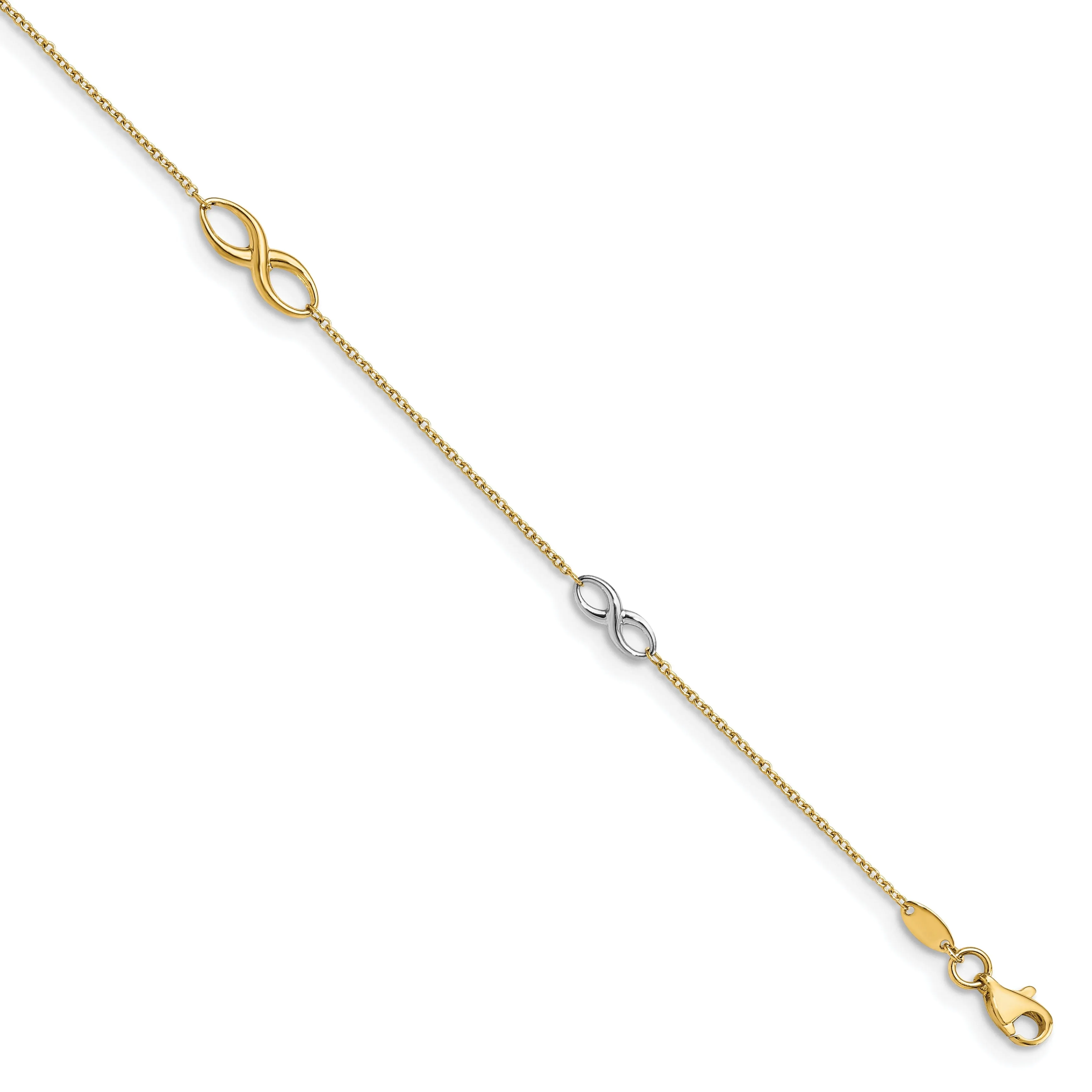 14k Two tone Polished Anklet