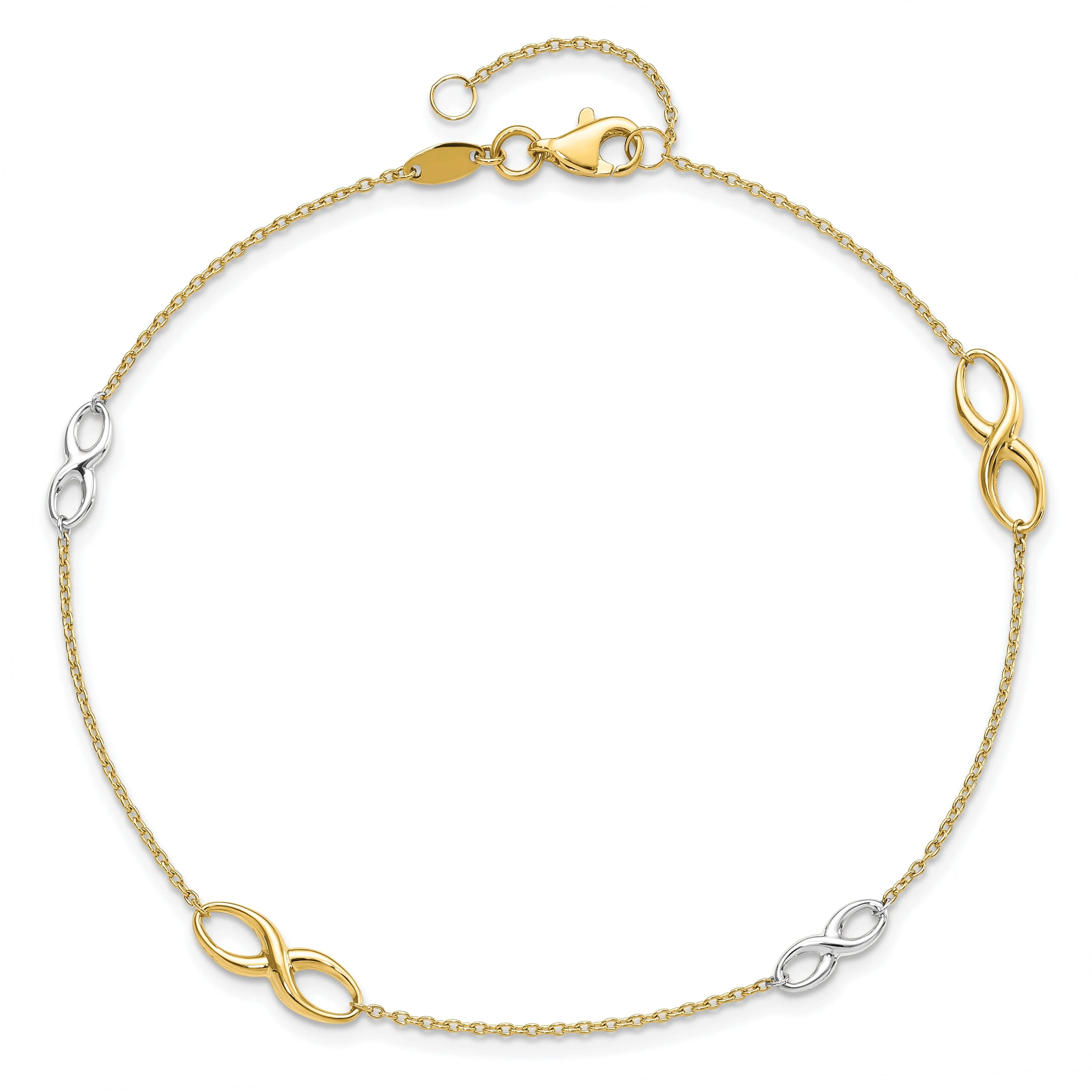 14k Two tone Polished Anklet