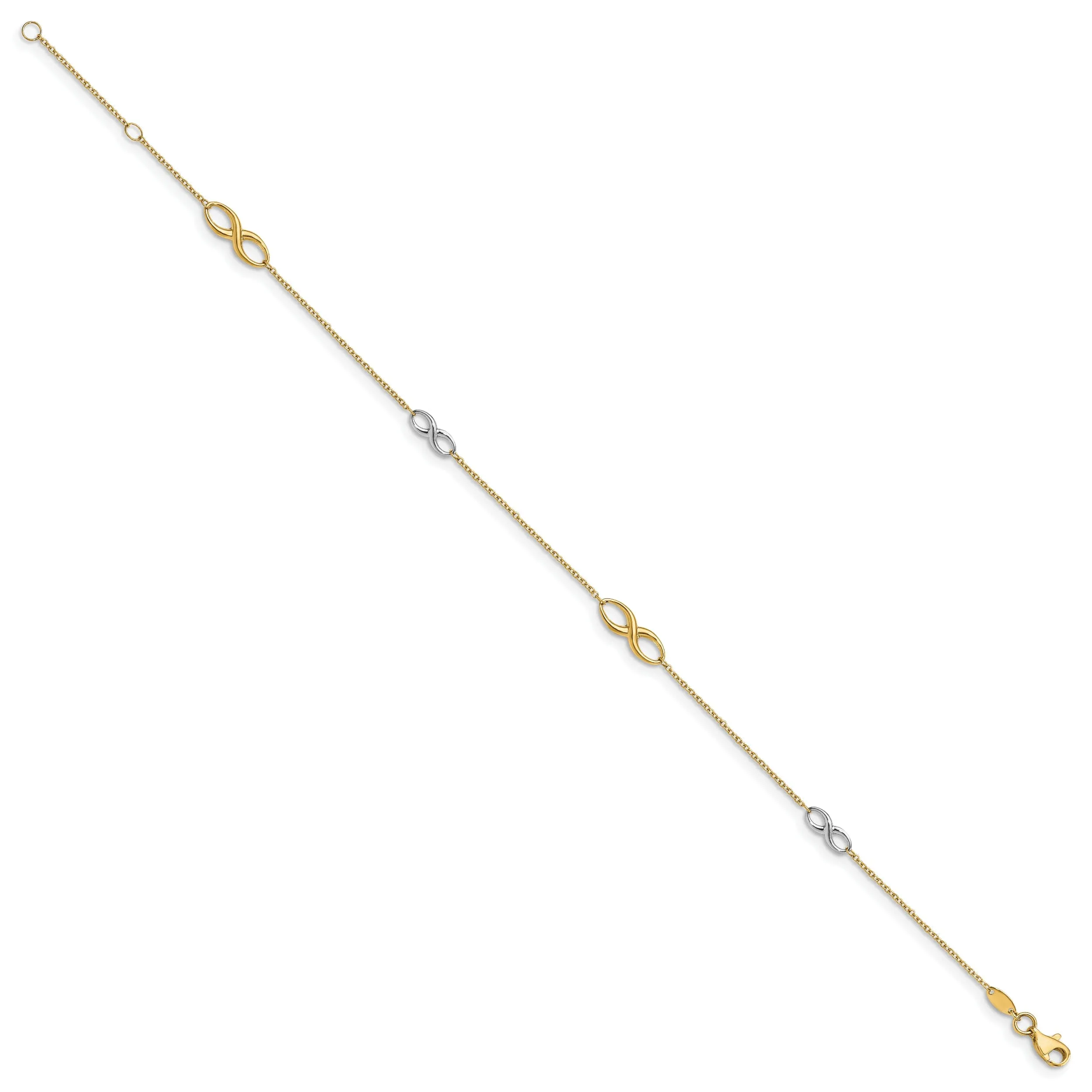 14k Two tone Polished Anklet