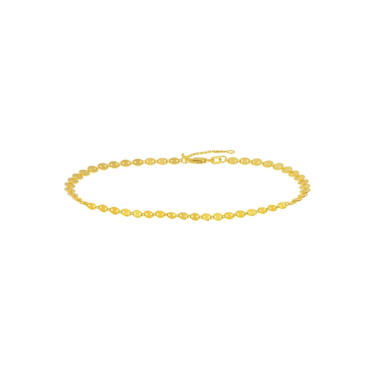 14K Yellow Gold Full Disc Anklet