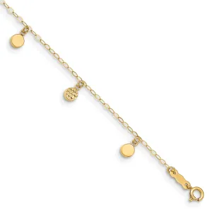 14k Yellow Gold Hollow Dangle Circle Anklet