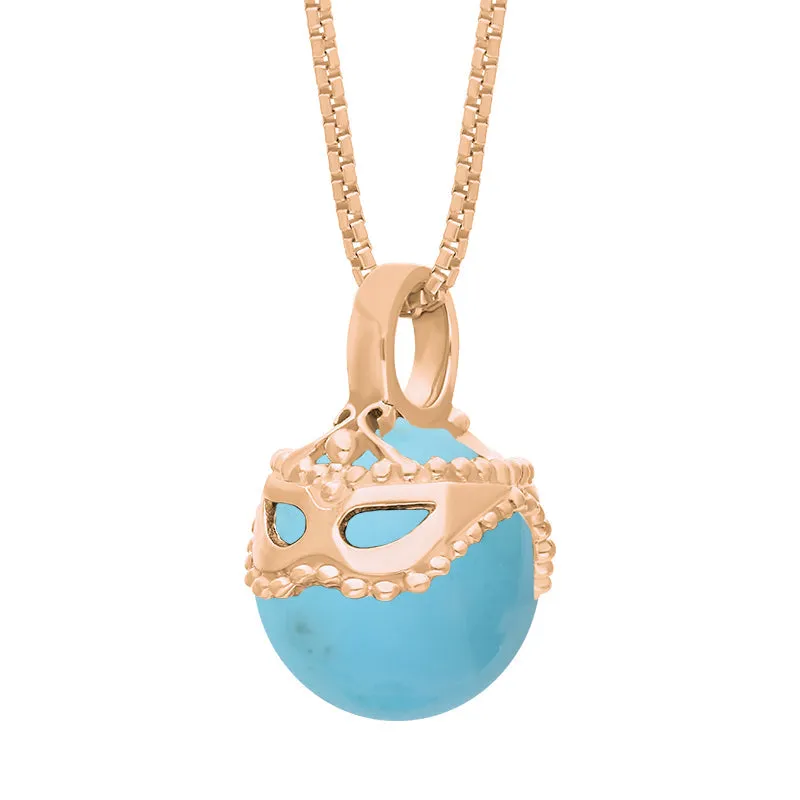 18ct Rose Gold Turquoise Zodiac Gemini 9mm Bead Pendant