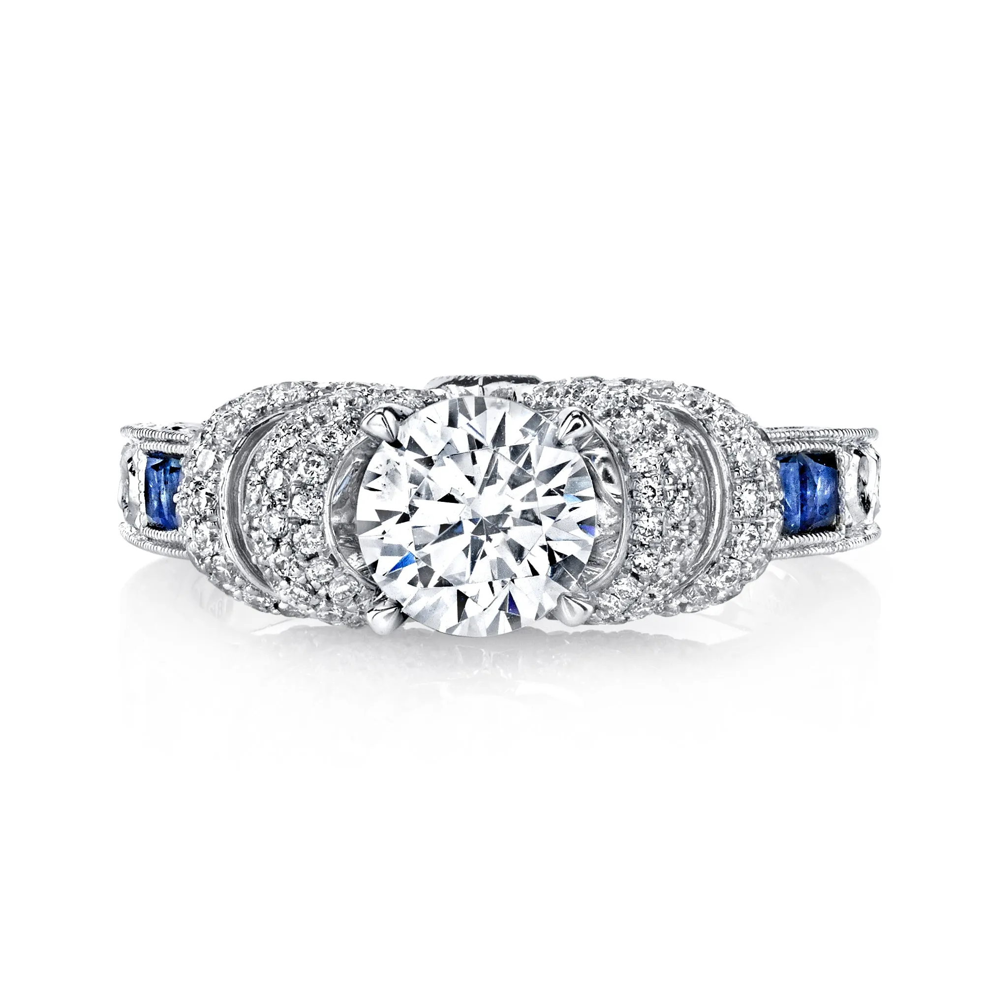 18K White Gold Diamond And Sapphire Engagement Ring