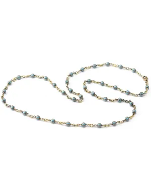 18k White Gold Diamond and Turquoise Ball Necklace