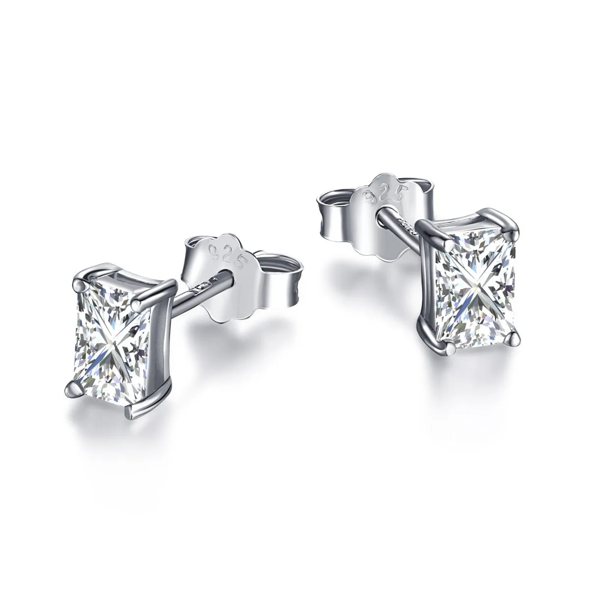 2 Carat TW Radiant Cut Solitaire Studs Earrings