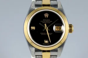 2002 Rolex Ladies Two Tone DateJust 79163 Onyx Dial with Box and Papers