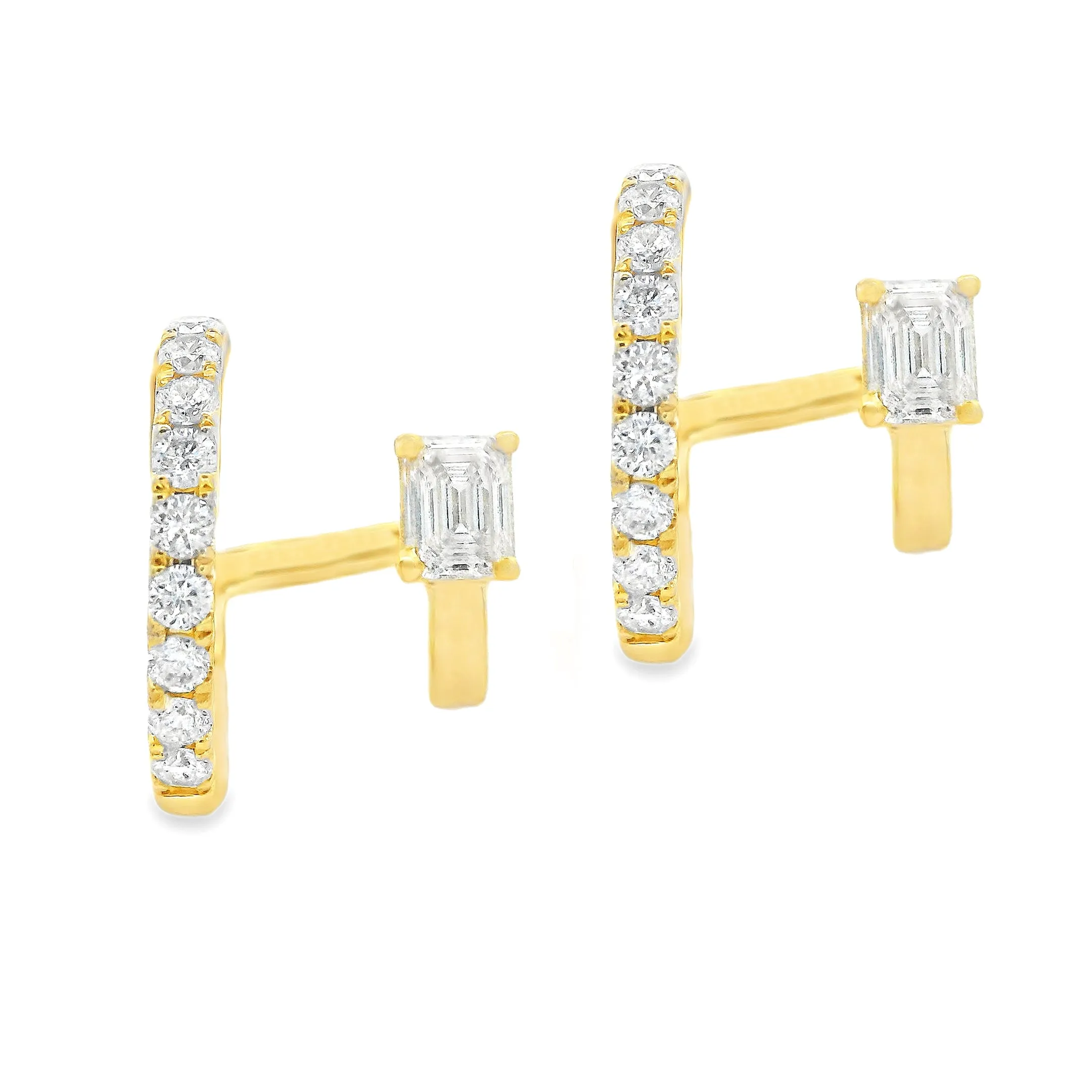 .37ct 14k Yellow Gold Diamond Double Hoop Earrings