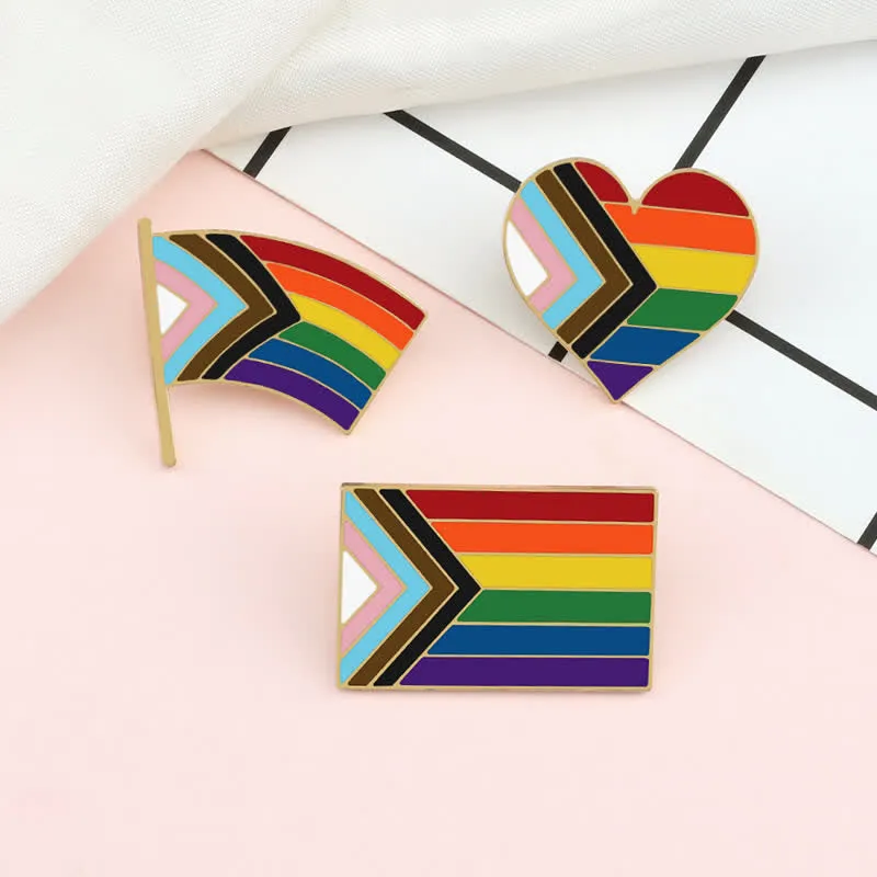 3Pcs Show Your Pride Rainbow Flag Brooch