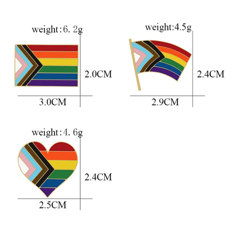 3Pcs Show Your Pride Rainbow Flag Brooch