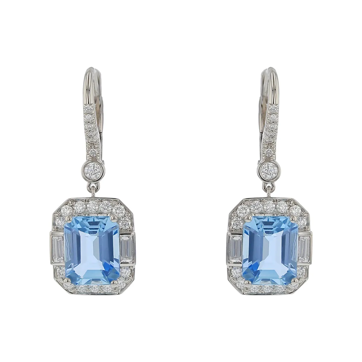 4.20ct Aquamarine and 0.28ct Earrings in Platinum