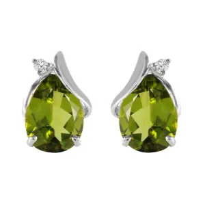 4.26 Carat 14K Solid White Gold Stud Earrings Diamond Peridot