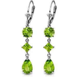 6.3 Carat 14K Solid White Gold Hurston Peridot Earrings