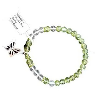 6mm Peridot/ Quartz Butterfly bracelet