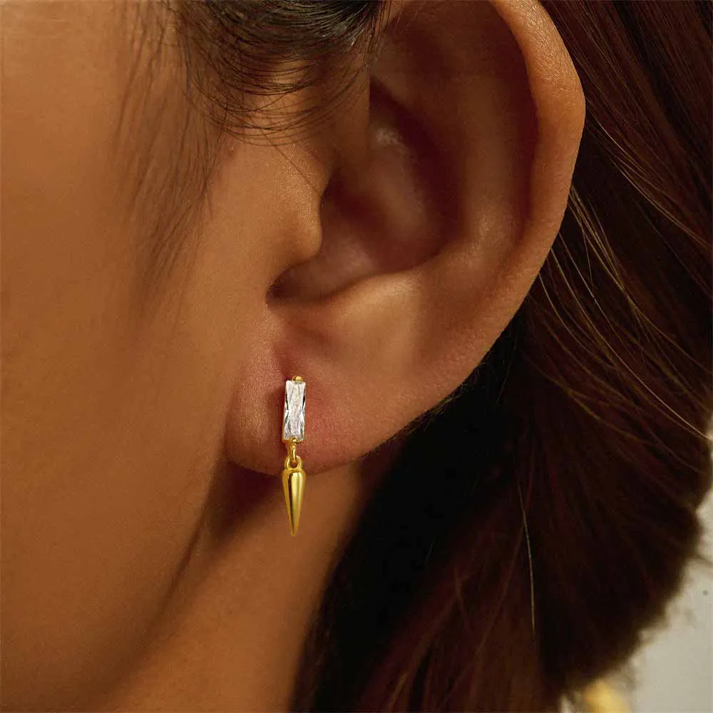 925 Sterling Silver Rivet Cone Dangle Flat Back Earrings