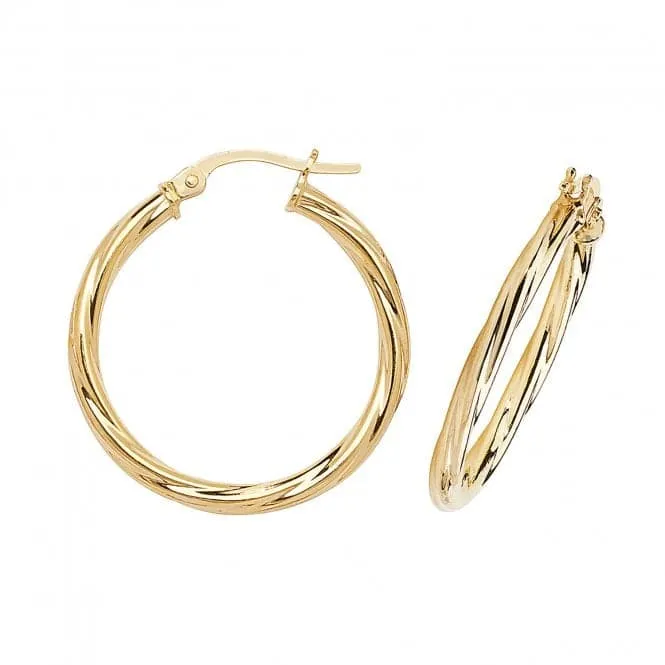 9ct Yellow Gold 20mm Hoop Earrings ER350