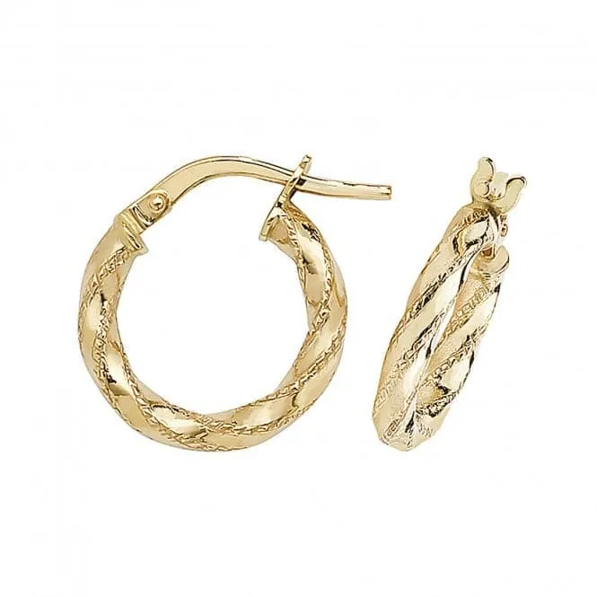 9ct Yellow Gold 50mm Diamond-Cut Hoop Earrings ER952