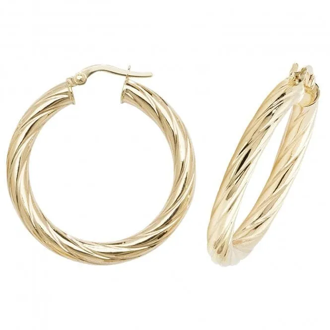 9ct Yellow Gold Oval Hoop Earrings ER1059