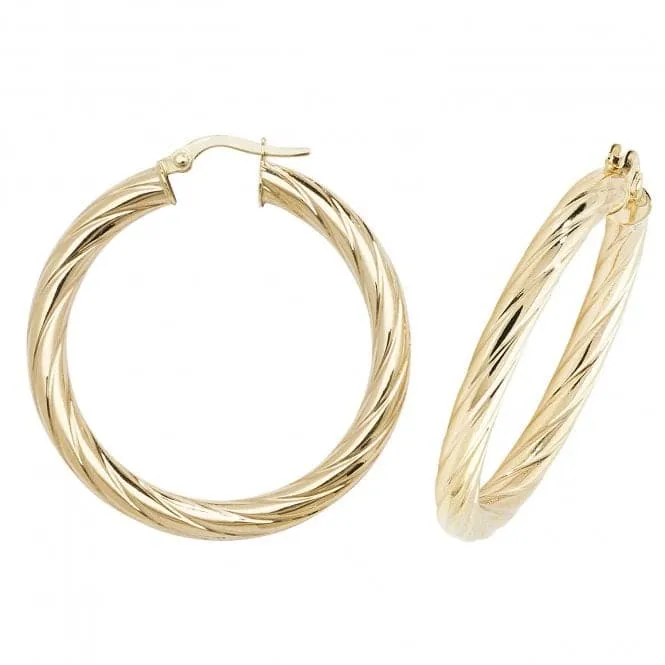 9ct Yellow Gold Oval Hoop Earrings ER1059