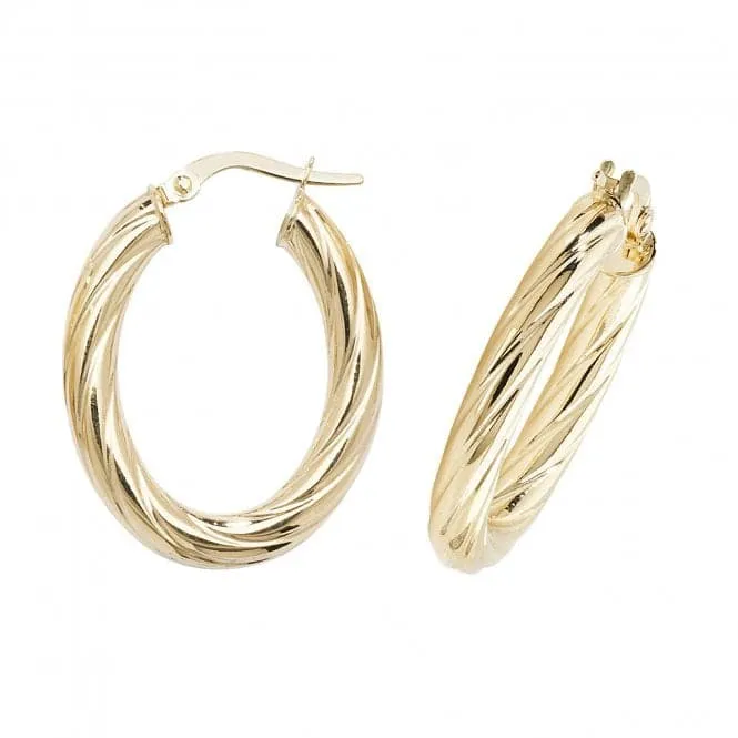 9ct Yellow Gold Oval Hoop Earrings ER1059