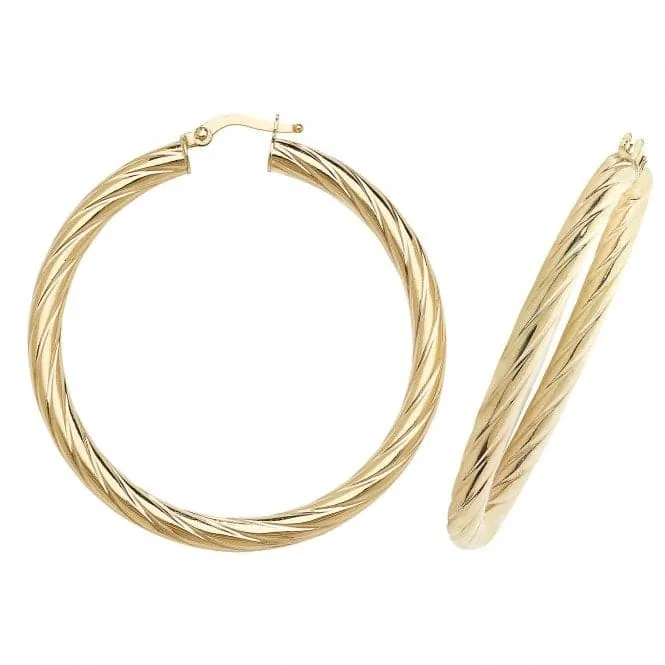 9ct Yellow Gold Oval Hoop Earrings ER1059