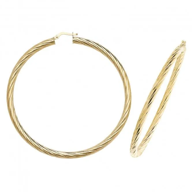 9ct Yellow Gold Oval Hoop Earrings ER1059