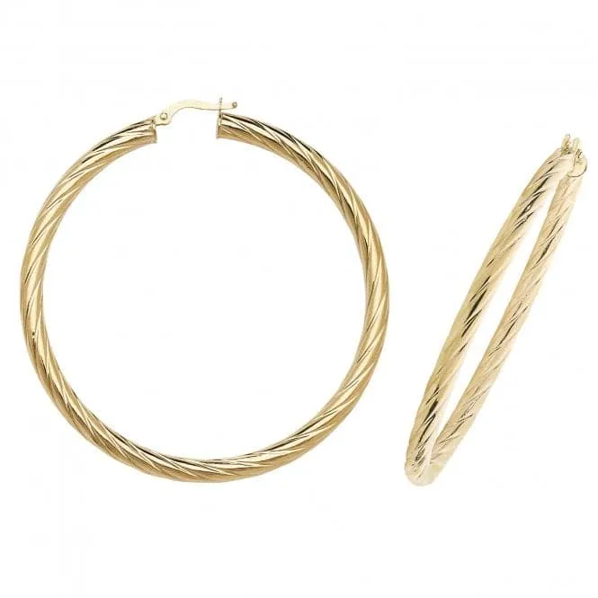 9ct Yellow Gold Oval Hoop Earrings ER1059