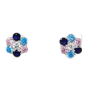 A774 Multicolor Flower Post Earrings