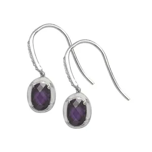 Acotis Silver Fish with Amethyst Stones Hook Earrings G51063