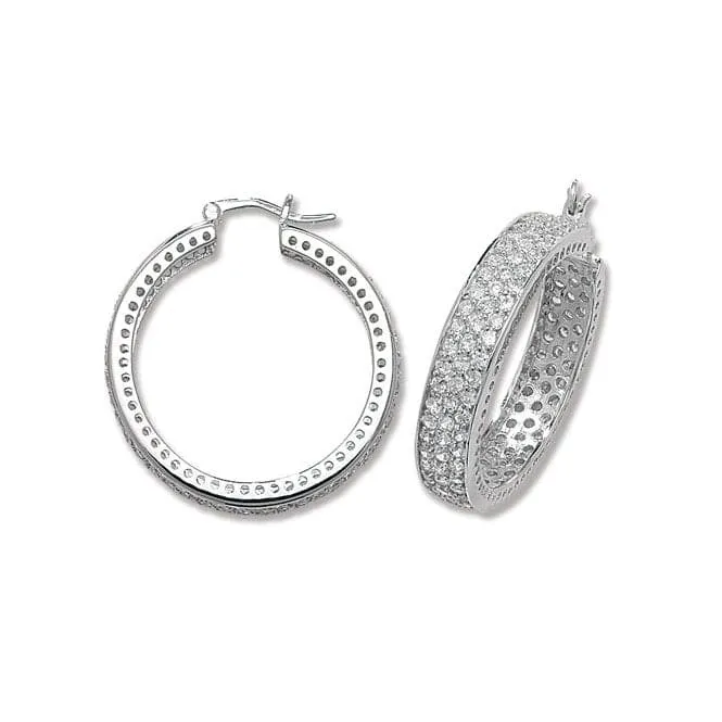 Acotis Silver Hoop Earrings Zirconia G5287