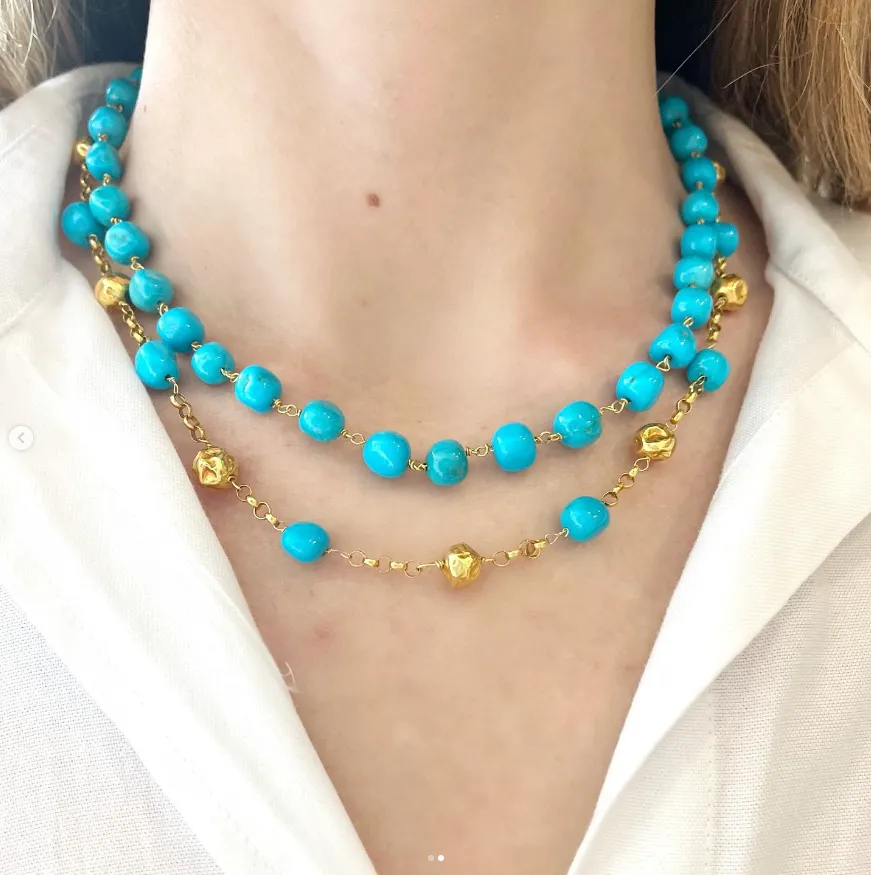 Alternating Turquoise Beaded Necklace