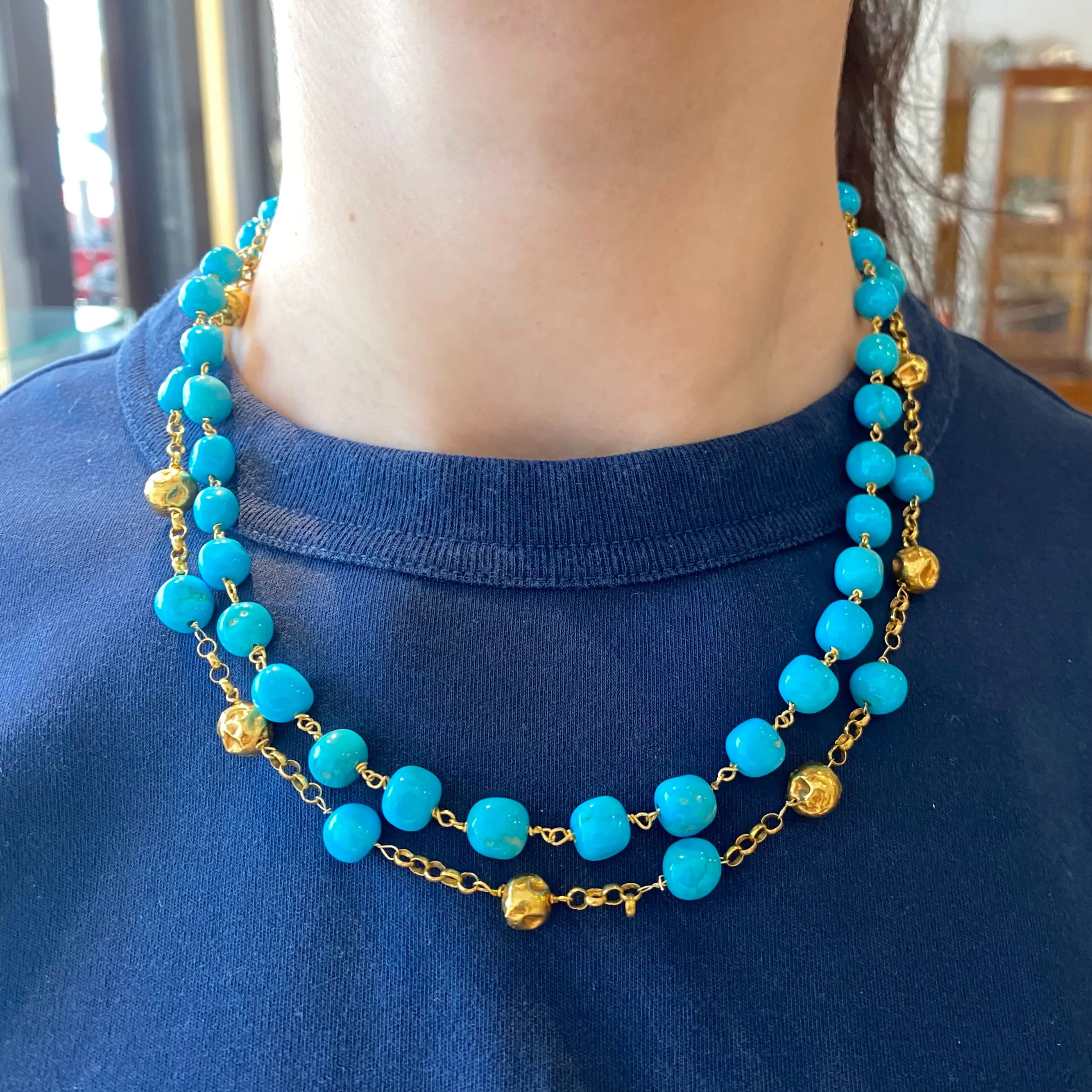 Alternating Turquoise Beaded Necklace