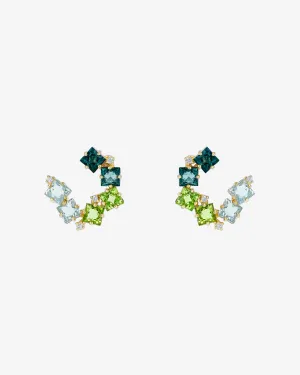 Amalfi Clover Green Ombre Sideways Hoops