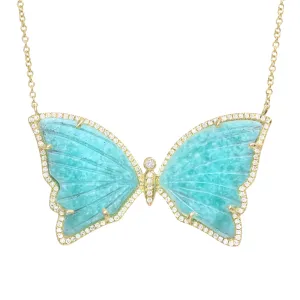 Amazonite Butterfly Necklace With Diamonds