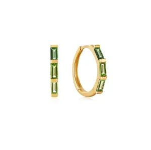 Ania Haie Luxury 14kt Solid Gold Huggie Hoops with Tourmaline Adornment