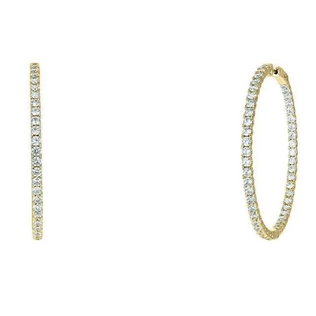 Anna 2” Inside Outside CZ Gold Hoop Earrings