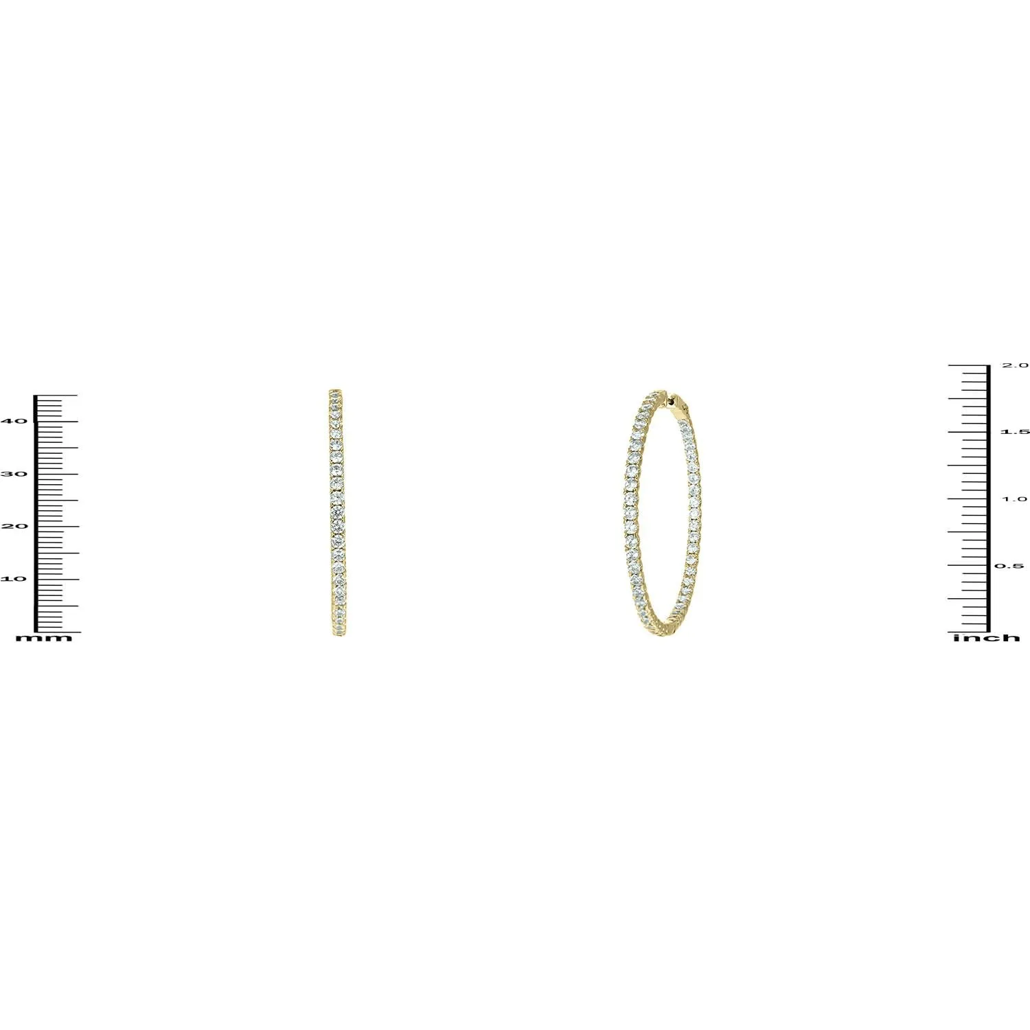 Anna 2” Inside Outside CZ Gold Hoop Earrings