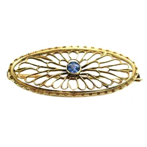 Antique Blue Sapphire Oval Brooch