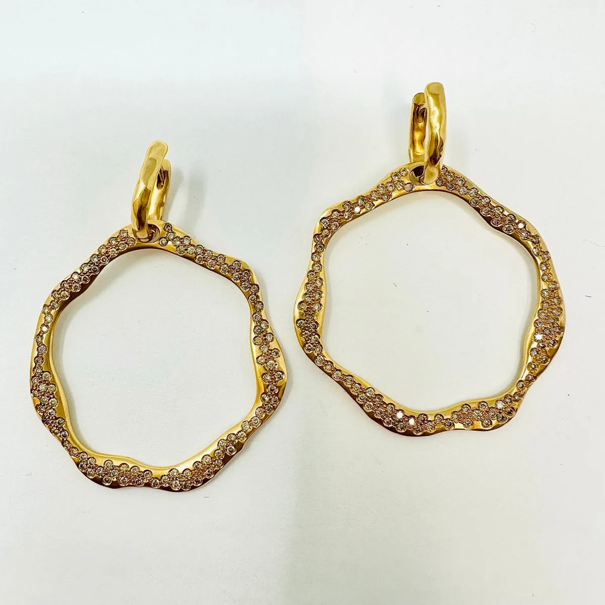 Antonini 18K Rose Gold Wavy Hoop Earrings with Diamonds