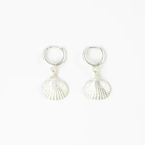 Asri Seashell Huggie Hoop Silver Earrings