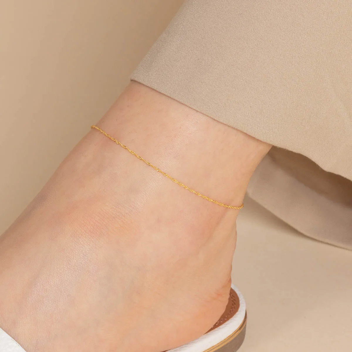 Astrid Chain Anklet in Solid Gold