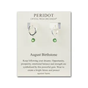 August Birthstone Hoop Earrings Created with Peridot Zircondia® Crystals