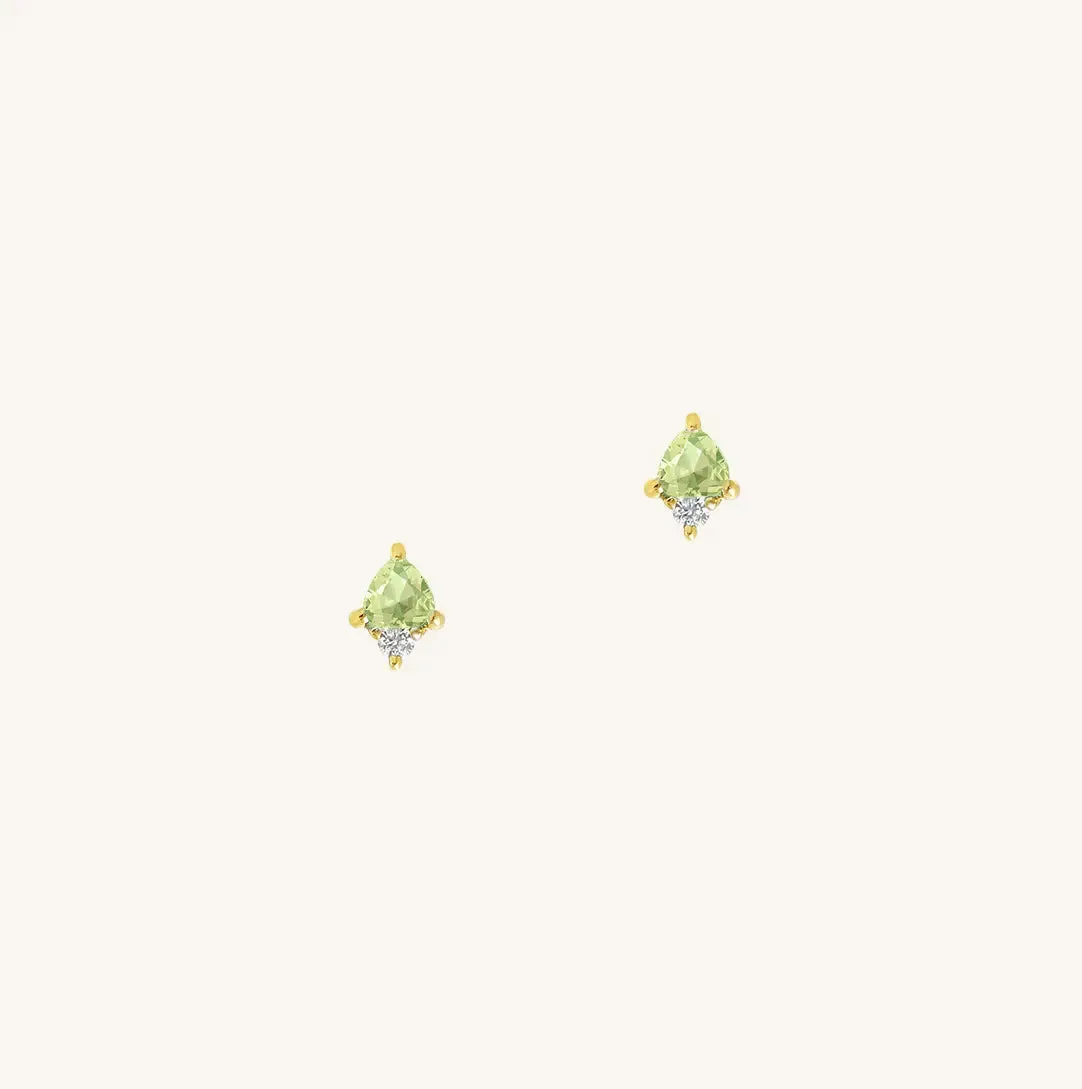 August Peridot Birthstone Studs